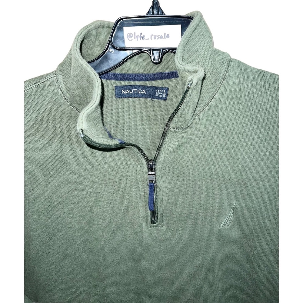 Nautica Fleece Men’s Size XL Green 1/4 Zip Long Sleeve - Picture 2 of 4